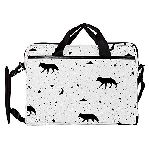 Bolso bandolera para portátil 14-15.4 wolf moon and star con correa ajustable 3