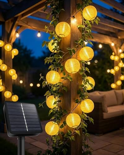 Afaiup Guirlande lumineuse solaire d'extérieur résistante aux intempéries - 8 m - 30 LED - 8 modes - Guirlande lumineuse solaire d'extérieur - Pour jardin,...