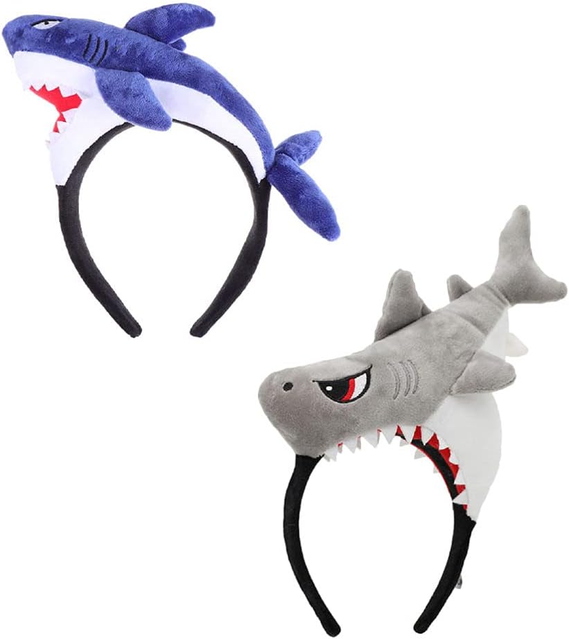 Shark Costume Headband, 2pcs Animal Shark Headbands Fish Animal Hairbands Animal Cosplay Headwear for Halloween Party