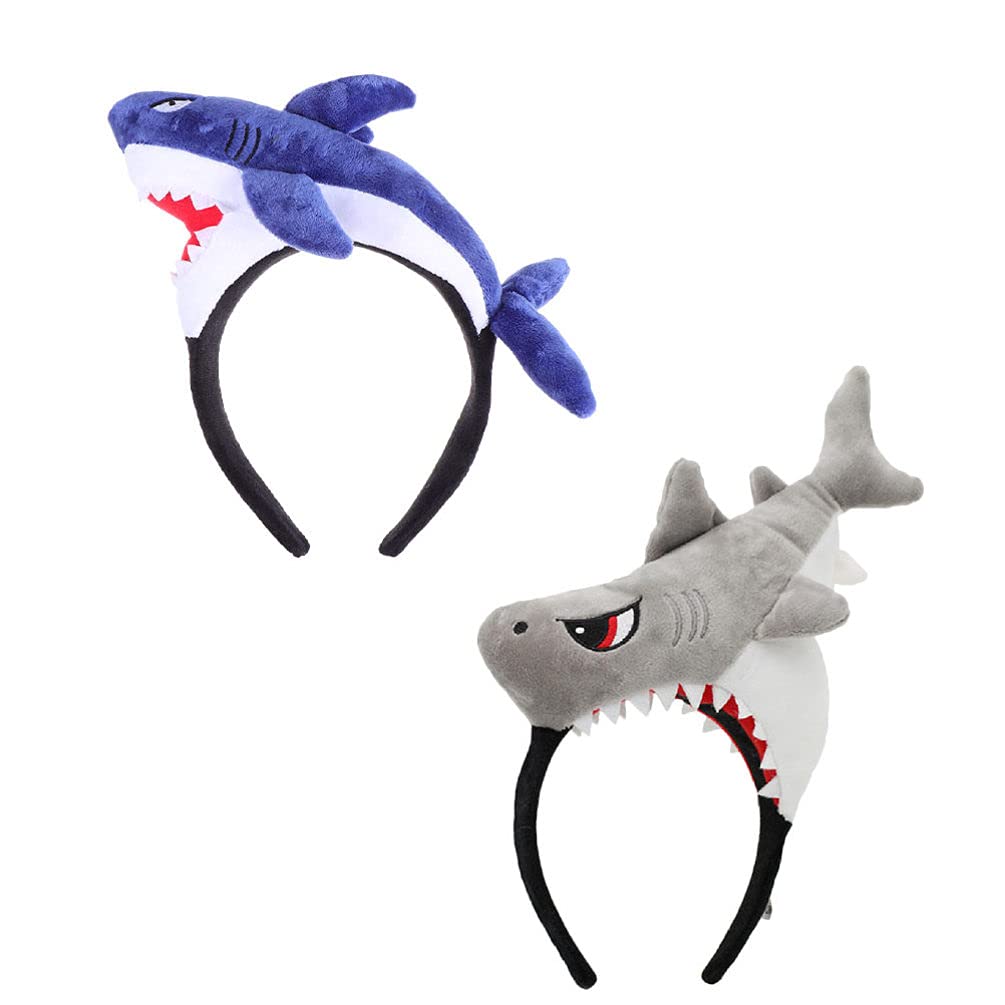 Shark Costume Headband, 2pcs Animal Shark Headbands Fish Animal Hairbands Animal Cosplay Headwear for Halloween Party