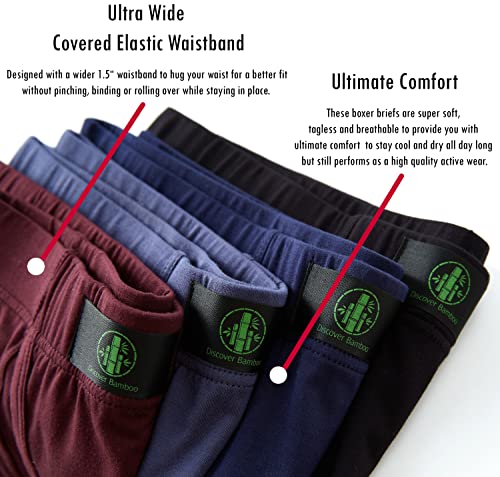 Discover Bamboo® Mens Boxer Briefs | Soft | Breathable | Comfortable | Wicking | Odor Resistant - 4 Pack3
