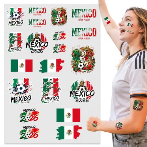 2026 Mexico Face Tattoo Stickers Mexico Tattoos Temporary Mexican Flag Tattoos 2026 World Soccer Cup Decoration