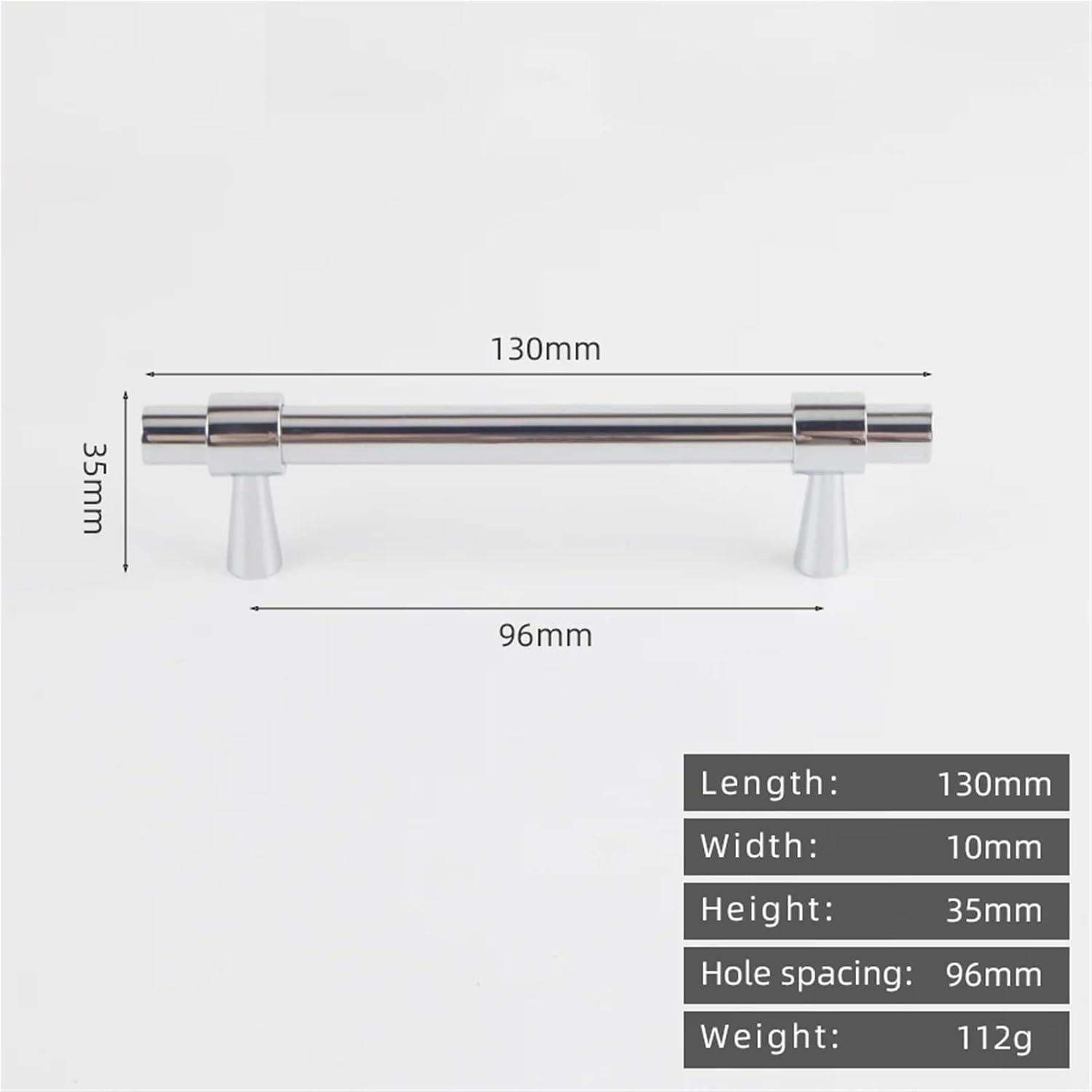 Brushed Nickel T-Bar Kitchen Cabinet Chrome Handle Solid Brass 265mm Long 1Pcs(8873-96-Chrome)