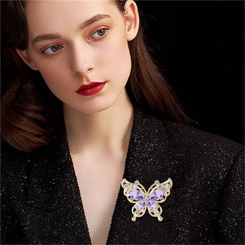 Image of coadipress Butterfly Brooch Pins Chic Romantic Elegant Rhinestone Crystal Insect Brooch Pin Women Corsage Scarf Shawl Clothing Accessories Wedding Party Banquet