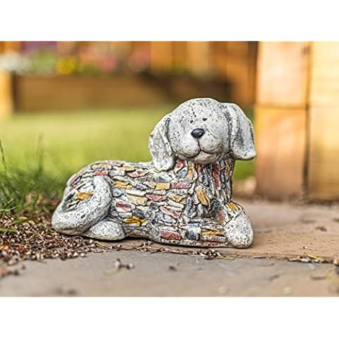 Figura decorativa de resina para perro con efecto de piedra Cover