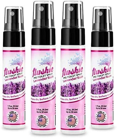 Flushie Pre-Toilet Sprays para artículos de tocador de tamaño de viaje, espray de baño para excremento para inodoro desodorante esencial de viaje