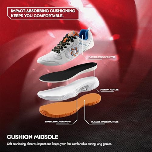 Image of SOLPRO Power Smash Badminton Shoes | Flex Support Outsole | Court Grip | Shock Absorbing Cushion | Breathable Mesh Upper | Stability Ridges