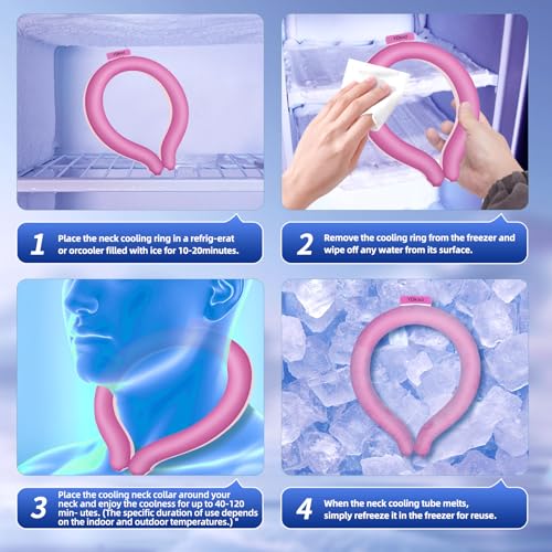Image of Neck Cooling Tube, Wearable Body Cooler Freeze Below 64F with Insulated Bag, Reusable Cooling Neck Wraps for Summer, Outdoor Sports, Hiking, Travel, Hot Weather Relief for Men & Women (Red)