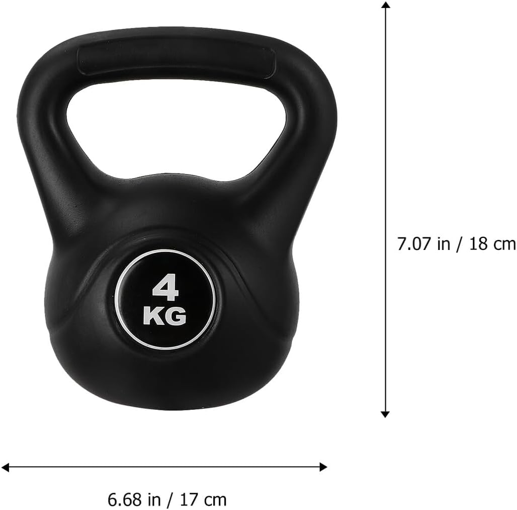Luxshiny Black Plastic Kettlebell Weight with Anti-slip PVC Handle for Strength Training Home Workout Fitness Pot Bell for Muscle Endurance and Fat Burning Exercises
