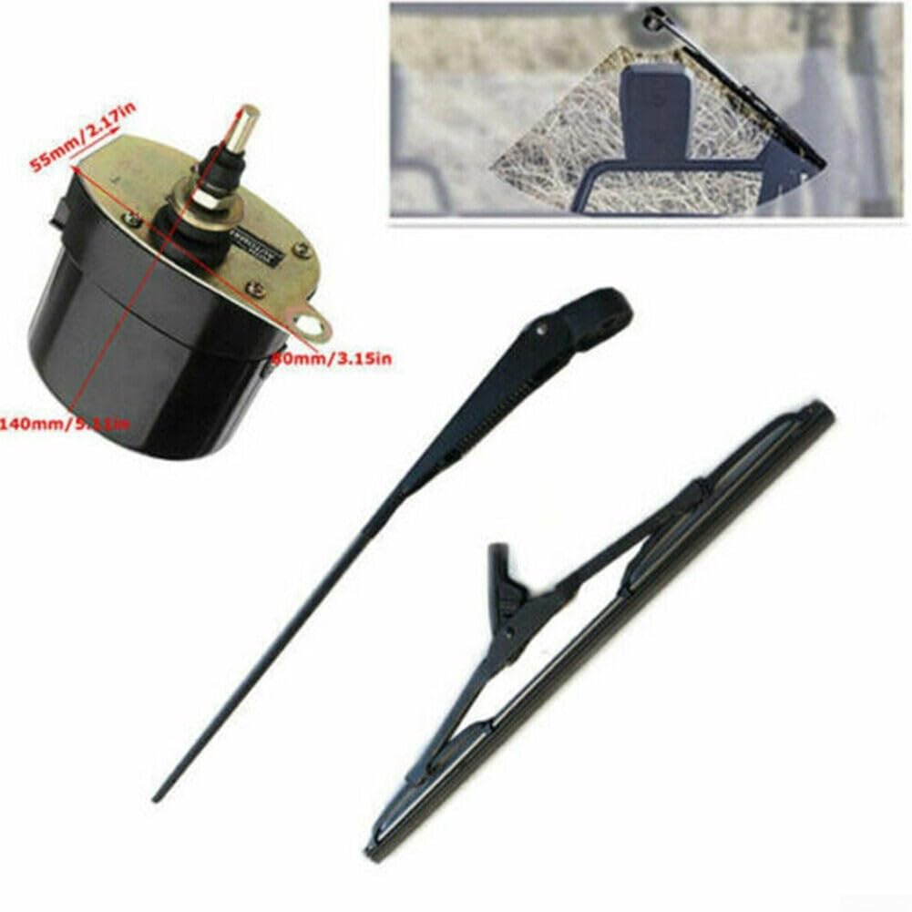Motore tergicristallo universale da 12 V per barca da pesca e camper, con tergicristalli, per barca da pesca e caravan (motore + tergicristallo)