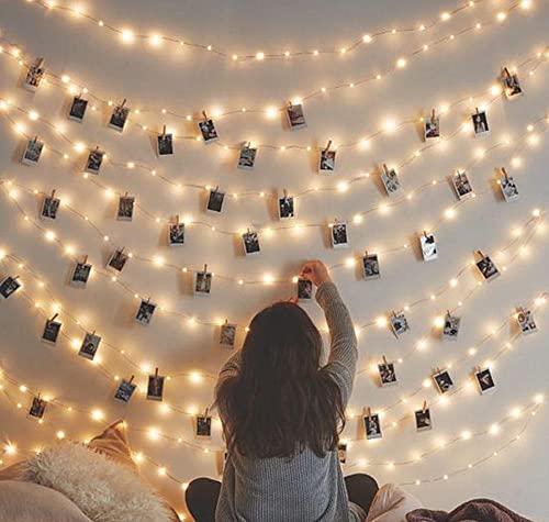 Cozyhome - 5.5Yd Photo String With Clips Battery With Timer Remote | 30X Light Clips Led | Hanging Fairy Picture Indoor | Photo Lights With Clips | Clip Lights For Girl Pictures | Teen Girl Room Decor #TOP3