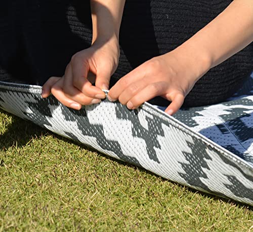 Ecoflorer Reversible Mats 6'*9' Grey&White Camping Rugs Patio Mat Large Area Rug RV Camping,Beach,Picnic,Trailer,Deck,Yard Area Rug - Image 4