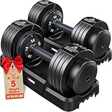 Cost-Effective Weights Adjustable：Adjustable dumbbell weights set with 15-55 lb range in 10 lb increments via dial(each includes 15/25/35/45/55lb). Replace 10 traditional dumbbell sets for versatile home gym strength training. Our Adjustable dumbbell...