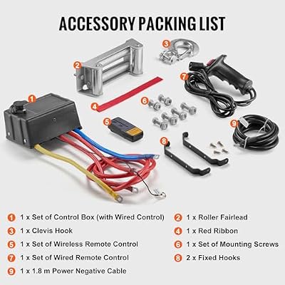 VEVOR Electric Winch, 18,000 lb Truck Trailer Jeep Winch, 12V DC 7/16 in x 85 ft Steel Cable Roller Fairlead Wireless & Wired Remote Control, IP55 Waterproof Towing for Off Road SUV Jeep Truck Trailer
