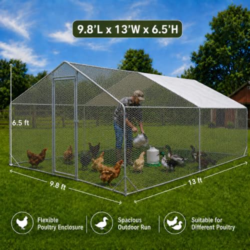 Image of Heavy Duty Metal Chicken Coop with Hardware Cloth (NEW-118.01L x 157.99. inchW x 80 inch H)