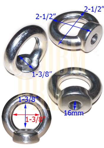 Din 582 Eye Nut Stainless Steel 316 Metric Thread 16 mm 1400 LBS WLL