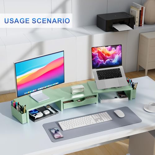 Image of gianotter Dual Monitor Stand Riser With Drawer and 2 Pen Holders