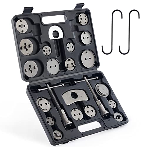Omt Brake Caliper Wind Back Tool Kit, 24Pc Brake Caliper Compression Tool Set With Thrust Bolt Assemblies Retaining Plates Caliper Hangers 18 Disc Adapters, Caliper Tool With Case, Black #TOP25