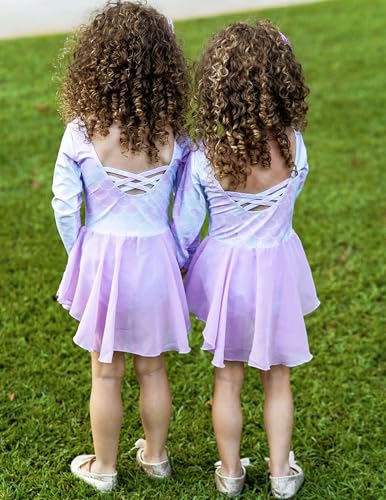 Image of Zaclotre Girl's Classic Long Sleeve Dance Dresses Ballet Skirted Leotard