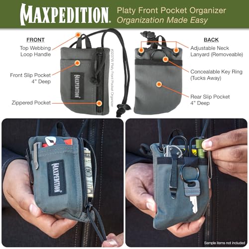 Image of MAXPEDITION Platy Pocket Organizer, Durable EDC Tool Pouch for Men, Neck Wallet with Paracord Lanyard, Holds Flashlight, Multitool, Pen, Notebook