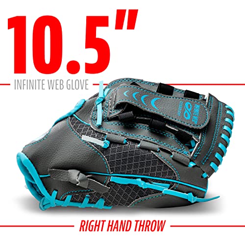 Franklin Sports Teeball Infinite Web/Shok-Sorb Combo Series Fielding Left Hand Glove, 10.5-Inch, Graphite/Blue - image 2