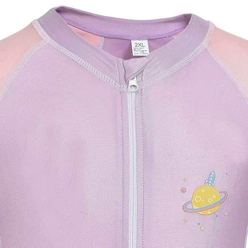 Image of FABSPORTS Kids Swimsuit Set Printed One-Piece Swimwear for Boys & Girls, Half Sleeve Bathing Suit, Comfortable Swimming Costume for Children, 2-12 Years