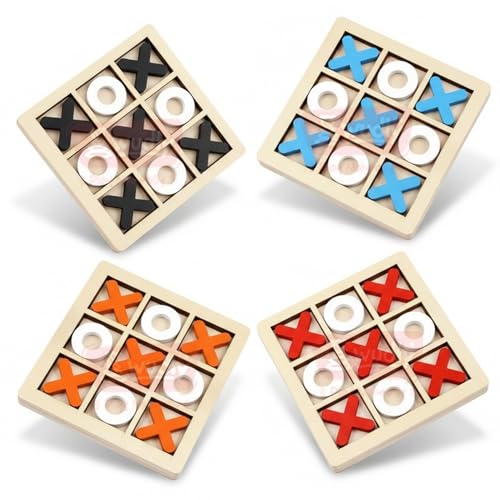 Image of Wudly Wooden Tic Tac Toe Game for Kids & Adults | Classic XOXO Strategy Board Game | Zero & Cross Brain Puzzle Travel Toy | Festival & Birthday Gift | 1 Piece | Random Color