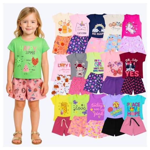 Kit 6 Peças Conjuntos Verão Infantil Para Crianças Feminino Menina (1 a 8 anos) Blusas e Shorts Coloridos e Confortáveis, Moda Infantil Feminina para o Dia a Dia (Menina, 3 anos)