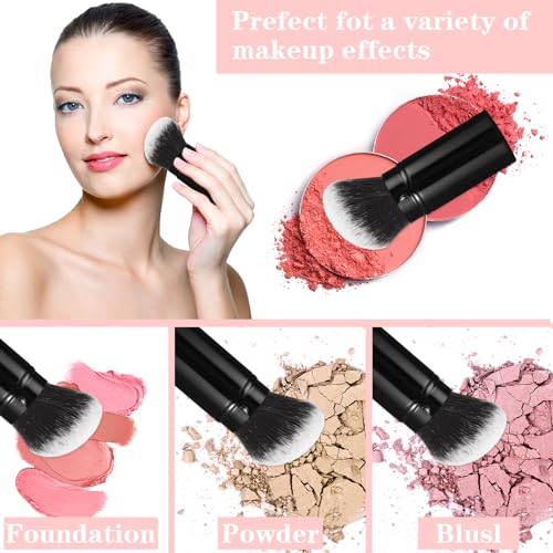 Qianyu Makeup Brush Kabuki Face Brushes with Angled Retractable Travel Blush Kabuki Synthetic Brush Portable for Foundation Powder Blush Bronzer Buffing Liquid Cream Cosmetics with Cover(White) - Image 6