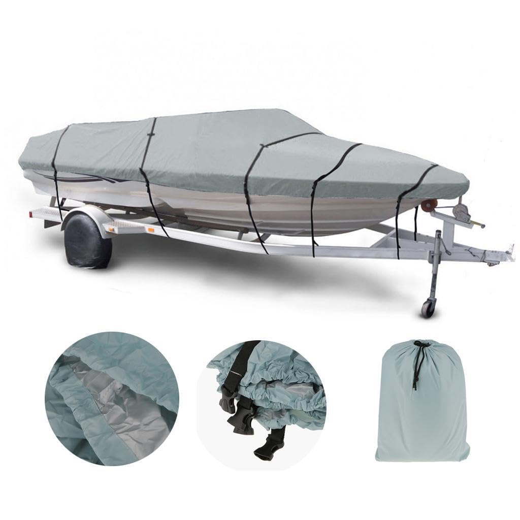 Funda para Barco de Pesca y esquí acuático, Ideal para Almacenamiento Fuera de Temporada. Material Impermeable. Revestimiento poliéster PU. Funda para Barco Pesca y esquí acuático, Ideal