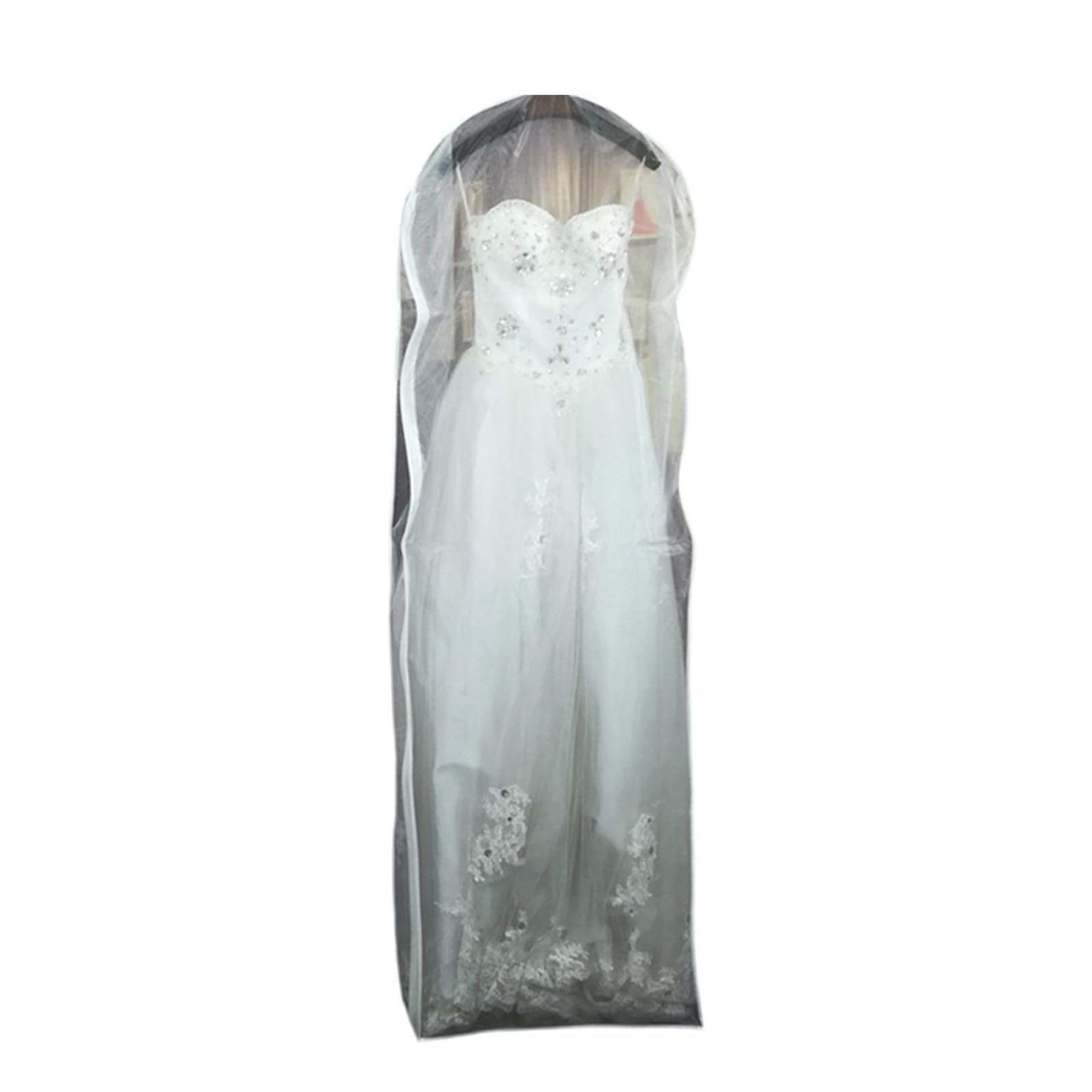Cnrfeoap Transparent Color Breathable Wedding Dress Covers Bag For Bride Wedding Dress Protects Against And Seethrough Mesh Evening Gown