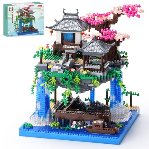 CAXIMSY Cherry Blossom Bonsai Tree House Building Block Sets 3320PCS Chinese Architecture of Peach Blossom Micro Mini Building Set Toy Gift for Kids Adults