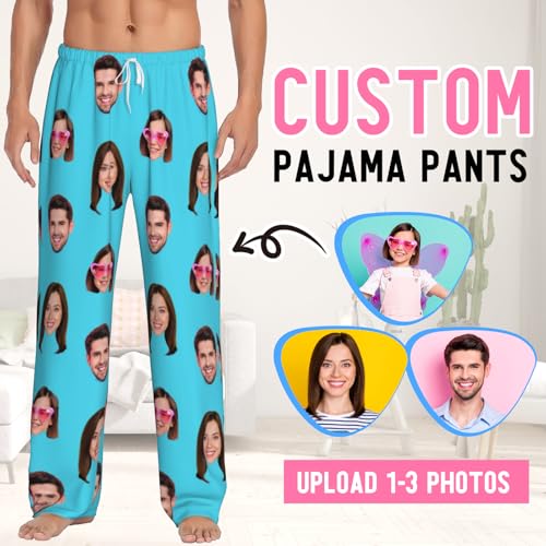 Custom Face Pajamas Pants for Women Men, Personalized Funny Pajama Bottoms with Photo, Customized Pj Pants Gift for Christmas2