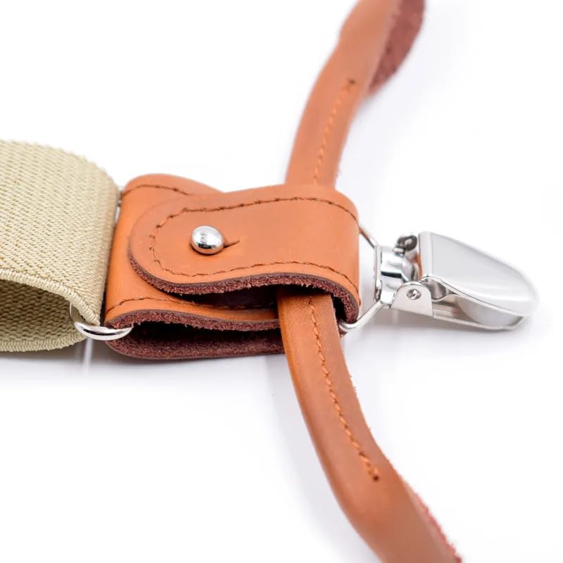 Tirantes para Hombre con 6 Clips, Final con Botón, Ajustables, Elásticos, Resistentes, Tirantes de Trabajo para Jeans, Overoles, Pantalones de Moto y Ropa de Trabajo