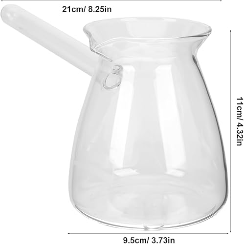 Miniatura 2 de Cafetera turca con mango lateral olla de vidrio para café, té, leche, diseño compacto con boquilla en forma de V para vertido controlado - 15.2 fl