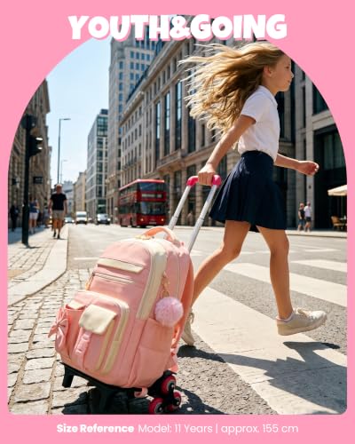 Mochila con carrito niña primaria secundaria ligera para evitar carga pesada 2