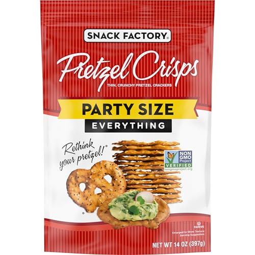 Snack Factory Everything Pretzel Crisps, Non-GMO, 14 OZ Party Size Bag