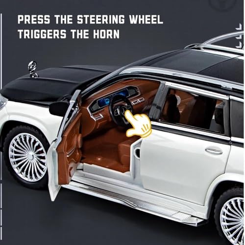 Image of Merceedes GLS 600 Model Car with Box, Zinc Alloy Pull Back Toy car with Sound and Light for Kids Boy Girl Gift [Colors as Per Stock]
