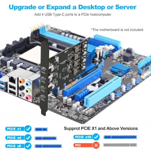 Image of 4-Ports PCIe USB 3.0 5Gbps Expansion Card (4X Type-C) | PCIe USB C Expansion Card, USB C PCIe Card with a Low Profile Bracket, with Windows 11 /10 /8 /7 /XP and Linux