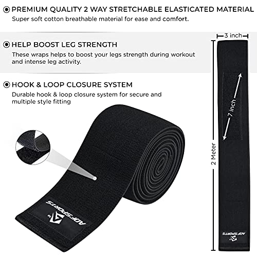 AQF Knee Wraps Weight Lifting Bandage - IPL and USPA Approved Gym Knee Support - Heavy Duty 78” Elasticated Support Straps Guard Powerlifting, Squatting (Pair) - Image 4