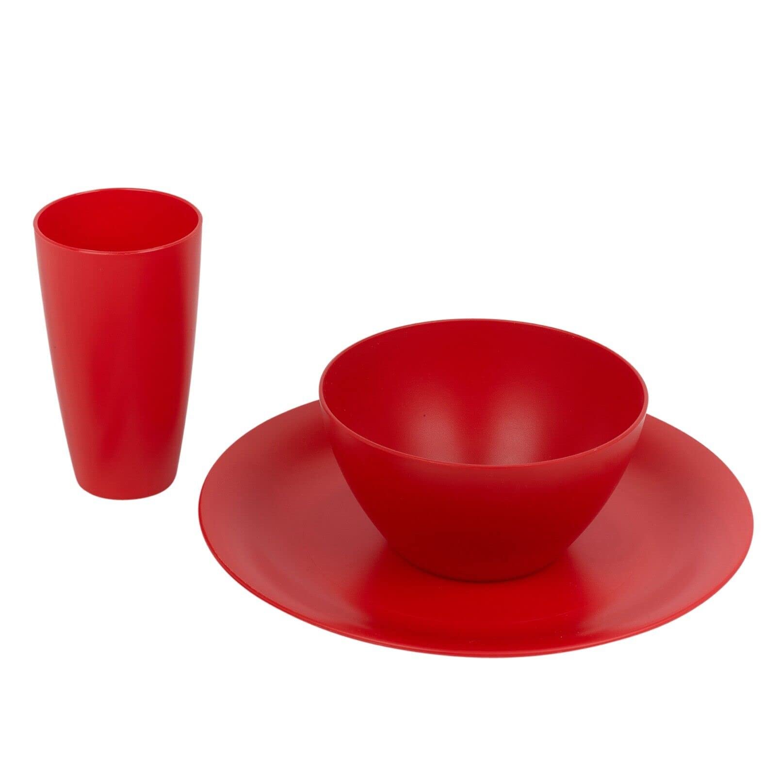 12/24x Unbreakable Reusable Coloured Plastic Soup Cereal Bowls Cutlery Tableware (Red, 12 Piece)