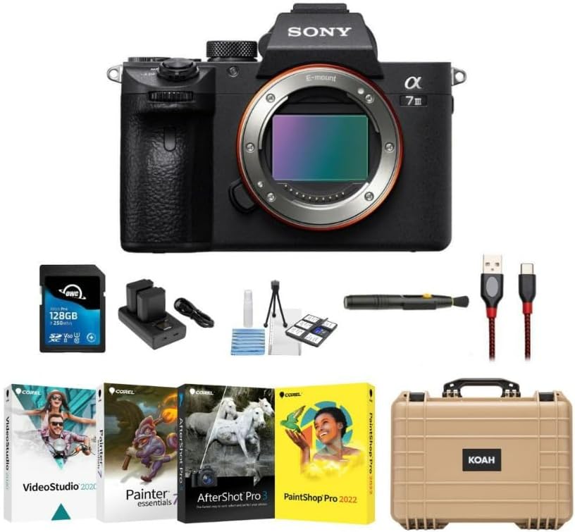 Sony a7 III Full Frame Mirrorless Interchangeable Lens Camera Essentials Kit Bundle (9 Items)