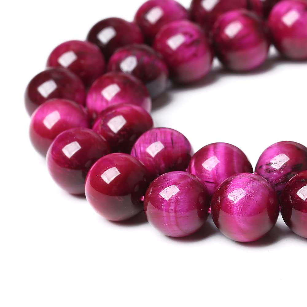 32 Stück 12 mm AAA Natürliche Rose-Rote Tigerauge-Achat-Steine, Runde Lose Perlen für Schmuckherstellung, Halbedelsteine, DIY-Armband, Halskette (Rose-Rotes Tigerauge-Stein, 12 mm)