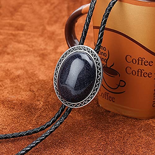 Image of Turquoise Agate Granite BOLO Tie for Men Women Leather Wedding Necklace Western Cowboy Necktie