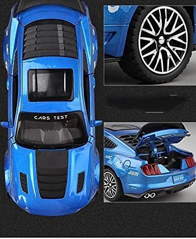 Image of PINQUE Kids New Car 1:32 Mastang Diecast Alloy Metal Pull Back Car with Openable Doors Music Sound and Light Vehicle Toy Car for Boys (Multicolor)