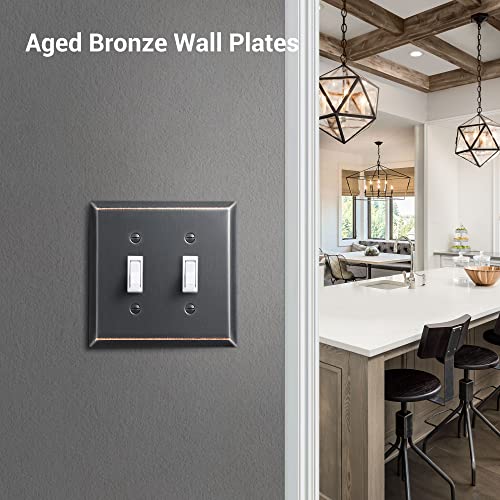 Dewenwils Aged Bronze Light Switch Covers, Double Toggle Outlet Wallplates,Solid Metal #TOP1