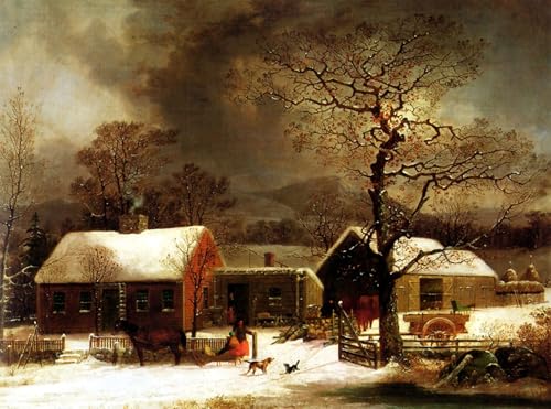 Pintura de lienzo de George Henry Durrie, cuadro de arte de la escena de invierno en New Haven