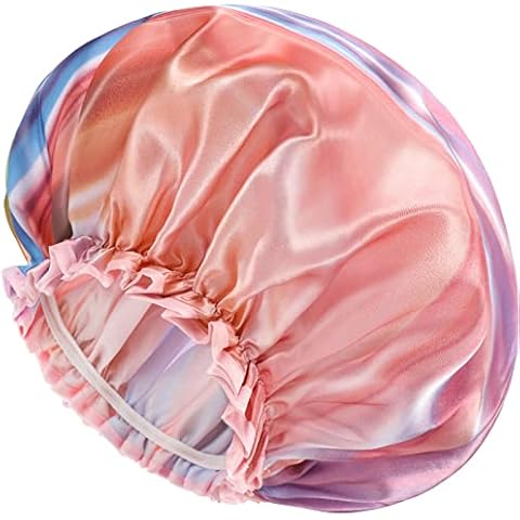 mikimini Shower Cap for Women and Girls, Double Waterproof Shower Caps, Reusable, Washable, Pink Fashionable Shower Cap for Kids Medium Pack of 1 Pink River Cover