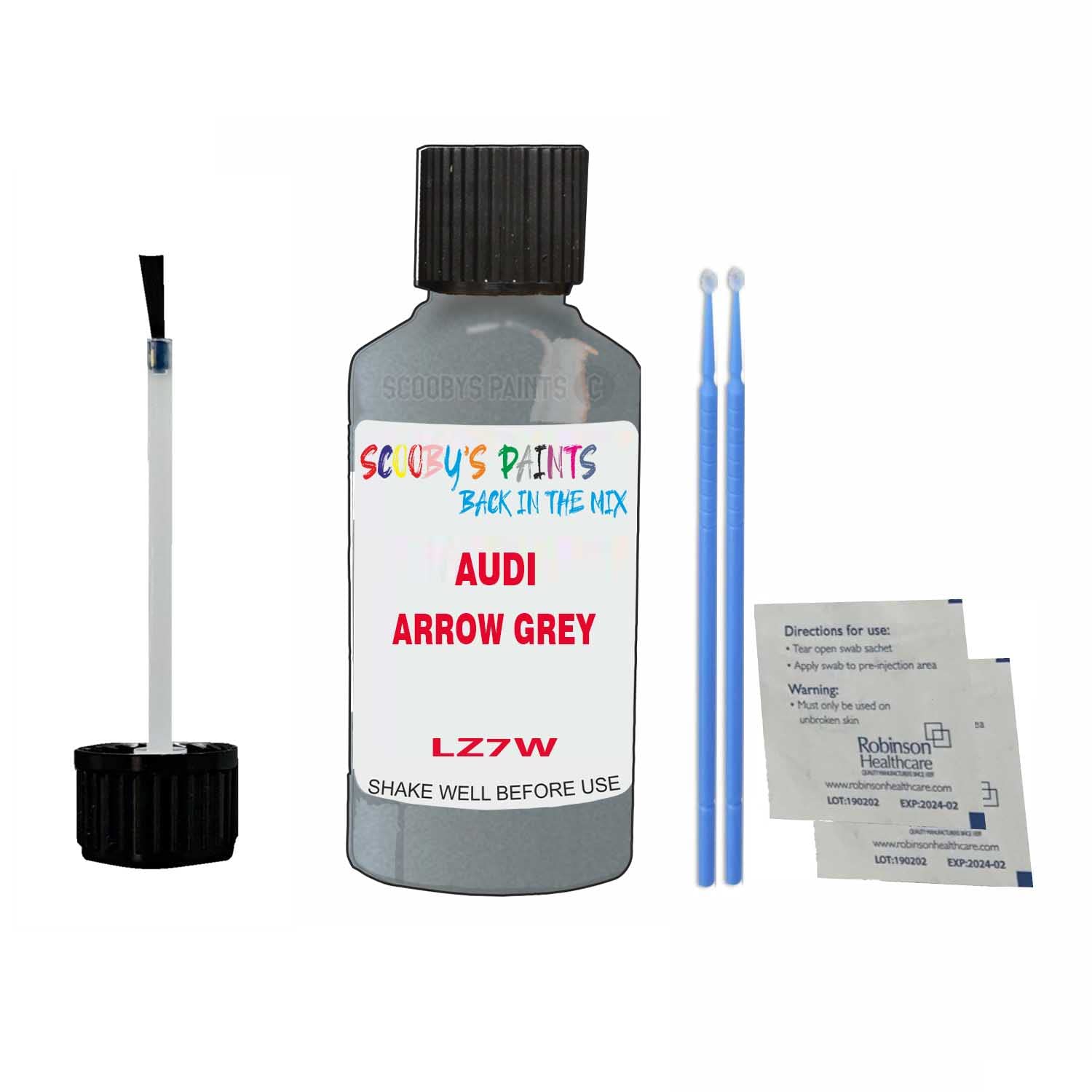 Scoobys Paints Back In The Mix Arrow Grey Touch Up Paint For Audi S1 Lz7w 1999-2021 30Ml Bottle Brush Scratch Stone Chip Repair Pen