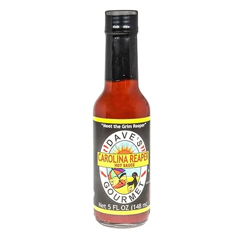 Daves Gourmet Carolina Reaper Hot Sauce One of the Worlds Hot Peppers botella de 5 onzas Daves Gourmet Carolina Reaper Hot Sauce One of the Worlds Hot Peppers botella de 5 onzas